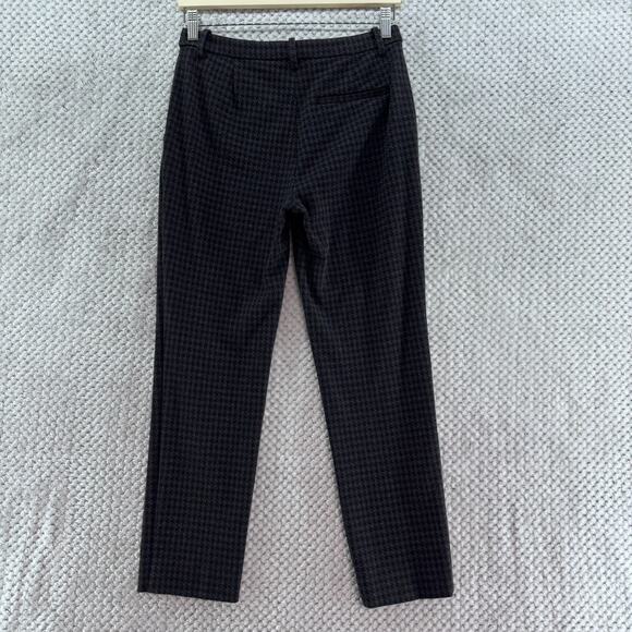 Theory Pants Womens 0 Black Houndstooth Ponte Stretch Slim Straight Mid Rise - Picture 6 of 14